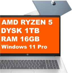 Laptop HP 17-cp2037ds / 17.3" / Ryzen 5 / 16GB / 1TB / Win 11 Pro Niebieski Dotyk (57201)