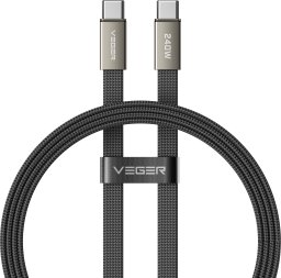 Kabel USB Veger Płaski USB C do USB C PD 5A 240W 1,5 m CC2-MTB czarny