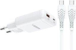Ładowarka Veger Sieciowa do telefonu USB A + Typ C PD 65W + kabel Typ C do C 100W TR122 biała