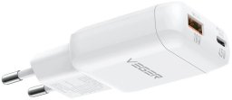 Ładowarka Veger Sieciowa do telefonu USB A + Typ C PD 45W + kabel Typ C do C 100W TR121 biała