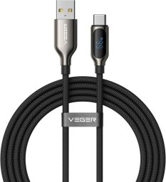 Kabel USB Veger Z wyświetlaczem LED USB A do USB C PD 3A 66W 1,2 m AC1-XHJ czarny