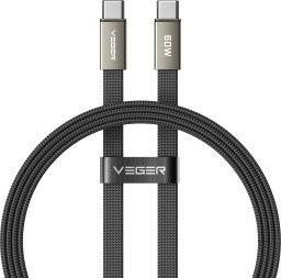 Kabel USB Veger Płaski USB C do USB C PD 3A 60W 1,2 m CC06-MTB czarny