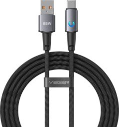 Kabel USB Veger Z diodą LED USB A do USB C PD 3A 66W 1,2 m AC1-ZSD czarny