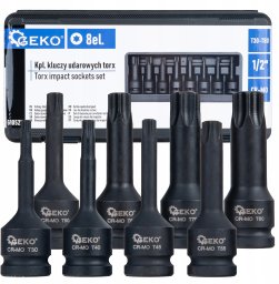 Geko Kpl. kluczy udarowych torx 8el. 1/2" T30-T80 CR-MO (10)