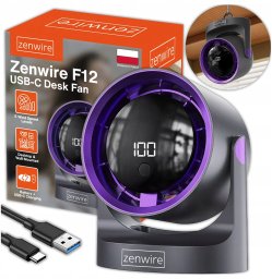Wentylator Zenwire Mini Wentylator Mały Wiatrak Biurkowy Stołowy Cichy Mocny USB-C Przenośny