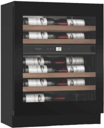 Chłodziarka do wina mQuve Podblatowa - WineCave Exclusive 700 60D Slim Fullglass Black - Push/Pull (WCED60SFGBP-700)