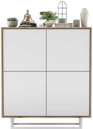 Meble Lindner Komoda do salonu, loft, Nord, 113x35x127 cm, dąb wotan, biel, mat | TYLETEGOTU