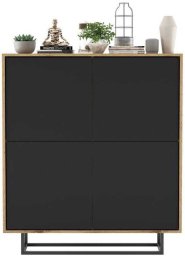 Meble Lindner Komoda do salonu, loft, NORD, 113x35x127 cm, dąb wotan, czarny, mat