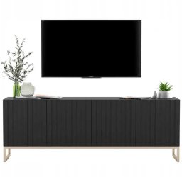 Meble Lindner Komoda RTV, szafka stojąca, glamour, GRAVO, 150x37x53 cm, czarny, mat | TYLETEGOTU