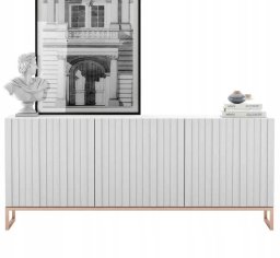 Meble Lindner Komoda RTV, szafka stojąca, glamour, GRAVO, 168x37x72 cm, biały, mat | TYLETEGOTU