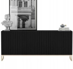 Meble Lindner Komoda RTV, szafka stojąca, glamour, GRAVO, 168x37x72 cm, czarny, mat | Tyletegotu