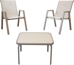 Kontrasto Zestaw mebli ogrodowych MALAGA WOOD 2 os taupe stolik 2 krzesła metal