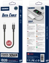 Jellico Kabel B28 USB-C - LIGHTNING PD 30W 0.3M czarny