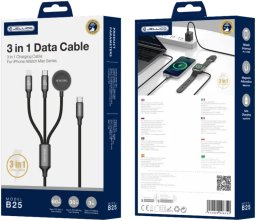 Jellico JELLICO KABEL B25 3W1 (APPLE WATCH) 3.1A 1.2M CZARNY