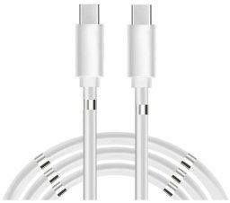 Kabel USB CP USB-C do USB-C PD 60W 3A Super Szybkie Ładowanie 1m do iPhone 15 z wbudowanym magnetycznym organizerem kabla Biały (CP-IPH15-60W)