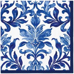 Paw Napkins Paper W Blue Ornam 33X33CM 20pcs