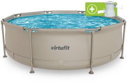 Virtufit Okrągły basen 244 CM z pompą filtrującą beżowy (VF13082)