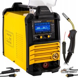 Magnum Półautomat spawalniczy invertorowy MIG-224 LCD Dual puls synergia MMA 4x4, 200A/60%, 230V, MB24/3,GP50, MMAR, D200 (33054)