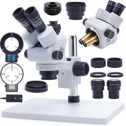 Mikroskop Techrebal Stereoskopowy OptiZoom 6558 DG6558T-B3 biały + 4 strefy KAISI