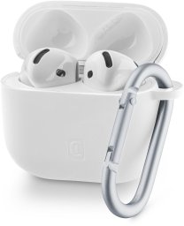 Cellularline Bounce - AirPods 4/4 ANC Soft touch silicone AirPod case with hook, Cover, White, Apple, AirPods 4, AirPods 4 ANC, silicone, Dirt resistant, Drop resistant, Scratch resistant (BOUNCEAIRPODS4W)