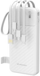 Wozinsky Powerbank W11-W 10000mAh 10W z wbudowanymi kablami i latarką - biały (5907769388088)