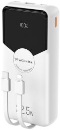Wozinsky Powerbank WFC-15W 20000mAh 22,5W PD20W z wbudowanymi kablami Lightning i USB-C - biały (5907769388064)