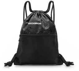 RockBros Plecak sportowy D49-2 worek ze ściągaczem kieszenią na zamek i wentylowanymi plecami 9 l - czarny (5907769391644)