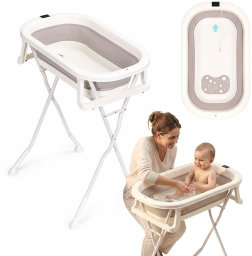 Ecotoys Wanienka dla dzieci na stelażu składana z odpływem termometr LCD EDUKAMP (5325)