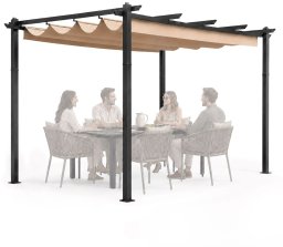 Uniprodo Pergola ogrodowa tarasowa 3x4 m stalowa altana zadaszenie beżowa MultiGarden EDUKAMP (5301)