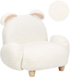 Beliani Fotel dziecięcy królik teddy biały KANNA
