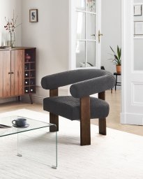 Beliani Fotel ILBRO Boucle Czarny