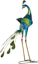 Beliani Figurka paw niebieska Peacock