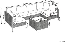 Beliani Sofa ogrodowa w kształcie U dla 6 osób Omegana Modułowy Technorattan Jasnobeżowy