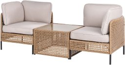 Beliani Sofa ogrodowa ze stolikiem dla 2 osób OMEGANA Technorattan Jasnobeżowy
