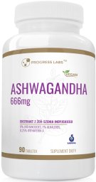 Progress Labs Ashwagandha 666 mg tabletki 90 szt 9% Withanolides Suplement