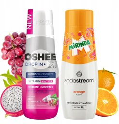 BioLife Syropy Zestaw: OSHEE Dragonfruit Winogrono + MIRINDA SODASTREAM Koncentraty