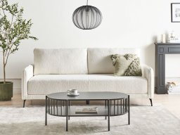 Beliani Sofa rozkładana dla 3 osób HEMING Boucle Złamana biel (581196 Bel)