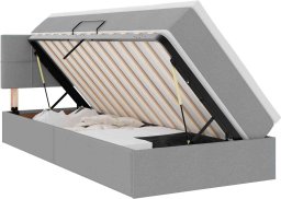 Mebel Elite Łóżko tapicerowane 90X190 szare z materacem z pojemnikiem jednoosobowe