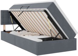 Mebel Elite Łóżko tapicerowane 90X200 szare z pojemnikiem z materacem jednoosobowe