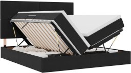 Mebel Elite Łóżko tapicerowane 180X200 czarne z materacem z pojemnikiem dwuosobowe