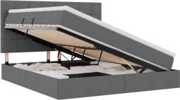 Mebel Elite Łóżko tapicerowane 180X200 szare dwuosobowe z pojemnikiem z materacem