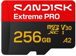 Karta SanDisk Extreme PRO MicroSDXC 256 GB Class 10 U1 A2 V30 (SDSQXCJ-256G-GS6MA)