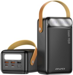 Awei Powerbank PA-82 60000mAh 65W PD 2xUSB-A/USB-C czarny