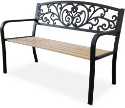 Kontrasto Ławka ogrodowa parkowa LO1002 127x58x83 cm drewno metal z oparciem
