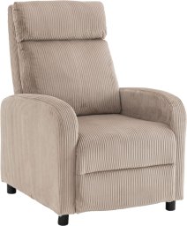 Kontrasto Fotel rozkładany LUCAS FW102 sztruks taupe recliner z podnóżkiem wypoczynkowy