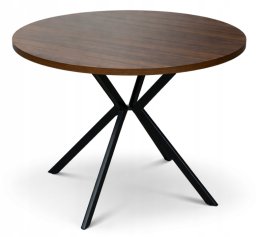 Kontrasto Stół okrągły Erik fi100 76 cm orzech blat nogi metal do jadalni kuchni