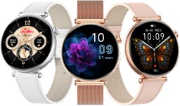 Smartwatch Lazird Damski zegarek EKG BMI rozmowy AMOLED 466x466 złoty