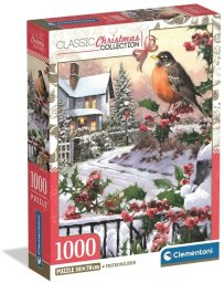 Clementoni Puzzle 1000 Xmas Coll. Robin And Holly Bushes (8005125371297)