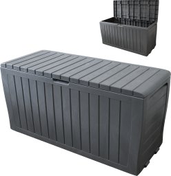 Skrzynia ogrodowa Kontrasto Skrzynia ogrodowa 295L antracyt schowek na taras balkon 115x45x57 PP