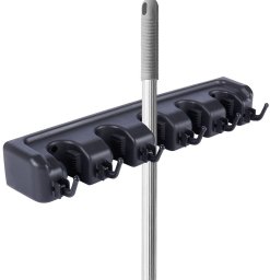 Gerimport Wieszak na Mopa Ścienny VILDE 5 Automatycznych Uchwytów 41 cm (ORI_569710)